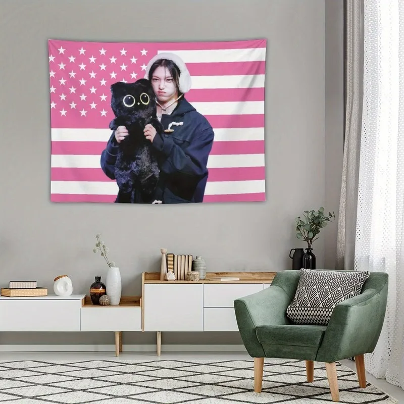 1pc Music Album Poster Tapestry Felix Flag Pink American Flag Wall Hanging Bedroom Dorm Room Decor A Perfect Gift For Fans