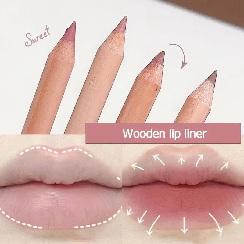 Rose Pink Lip Liner Matte Long Lasting Natural Lipliner Pencil Wooden Pole Nude Brown Lip Liner Lipstick Lips Contour Makeup