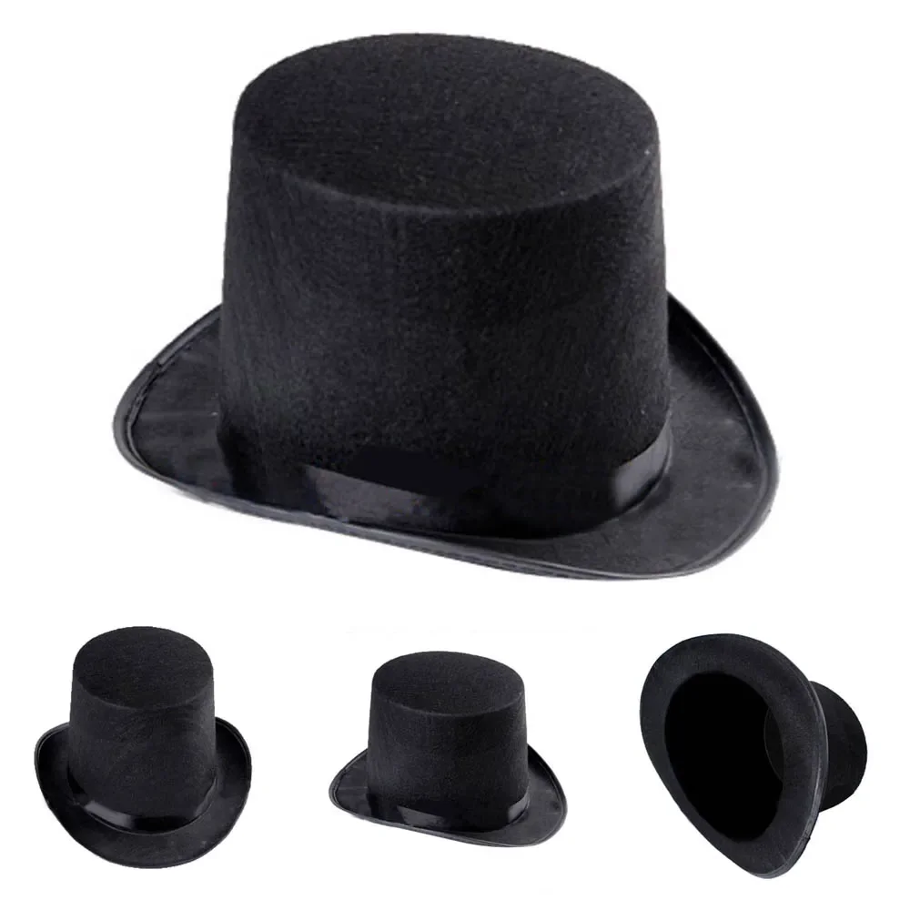 Kid Adult Christmas Magician Gentleman Baron Top Hat Props Ball Dress Up Costume Black Top Hat For Steampunk Lovers Cosplay