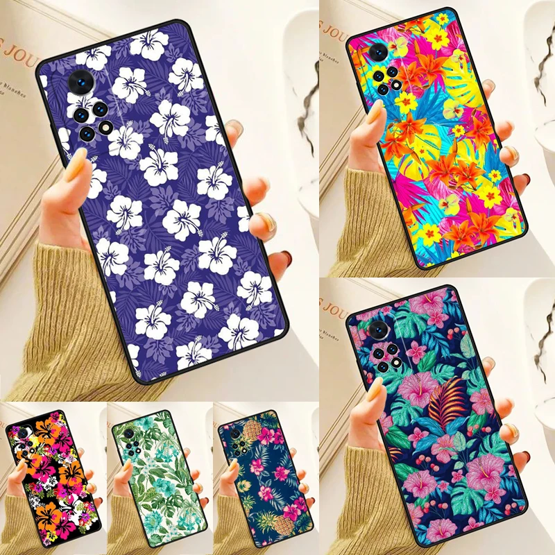 Tropical aloha Hibiscus Pattern Case For Samsung Galaxy S24 Plus S23 S20 S21FE Lite S22 Ultra Note 20 S8 S9 S10 Phone Coque