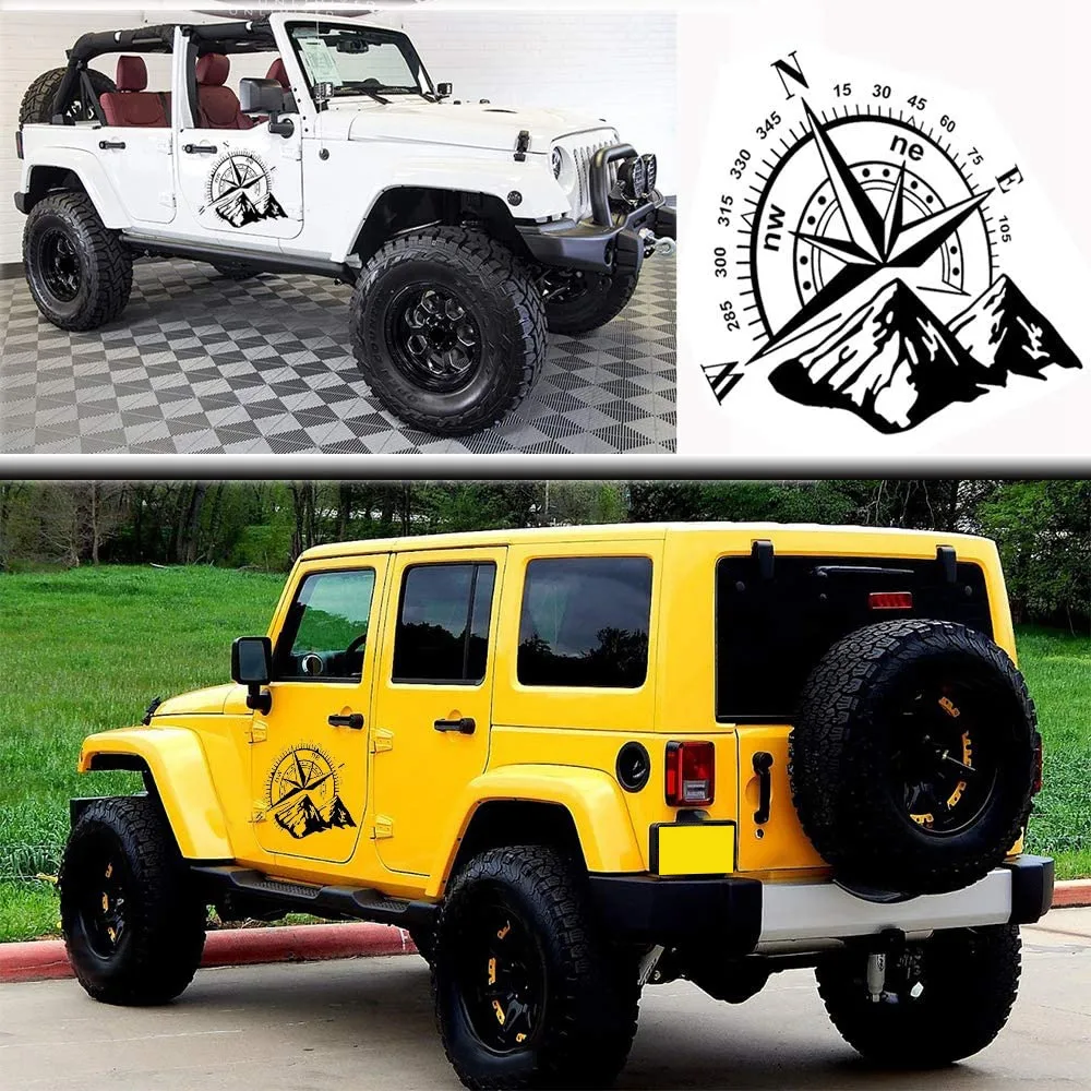 1Pcs Car Off-Road SUV Side Body Sticker Compass Mountain Decals Sticker for SUV Off-Road Jeep Waterproof ford