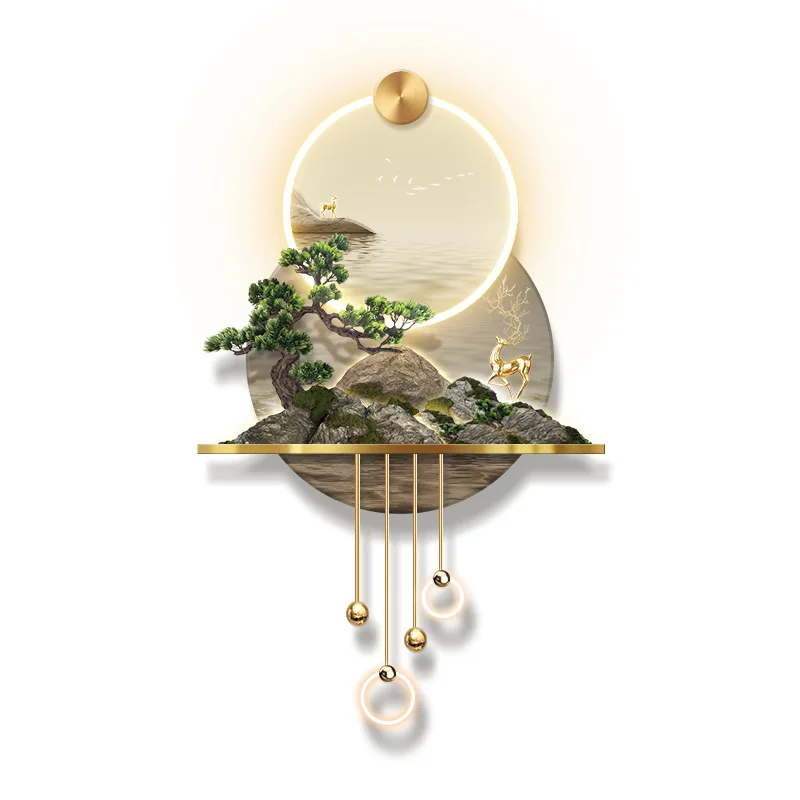 

Modern Luxury Light Emitting Diode Landscape Painting Latest Home Wall Decoration Artificial Tree Canvas Oil Painting Medium