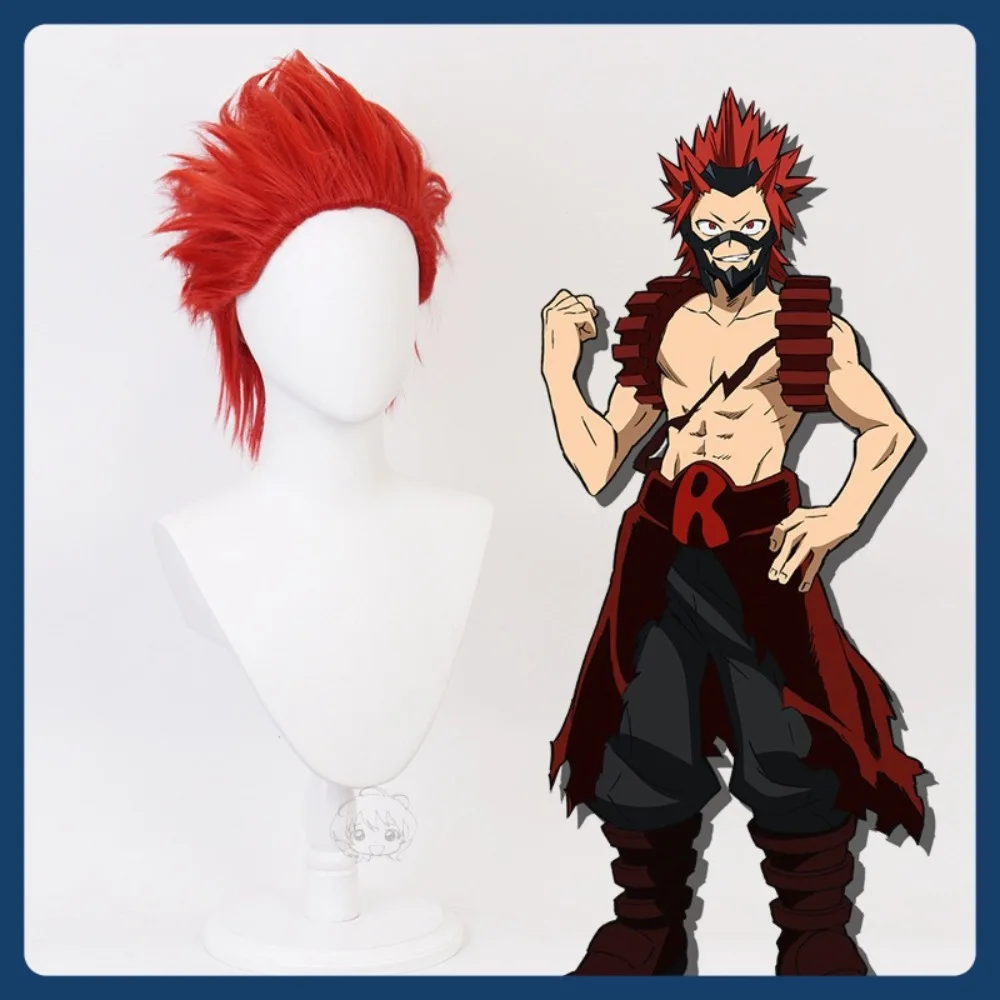 Mid-Jade Wig Store My Hero Academia Kirishima Eijiro Wig Cosplay Permainan Anime Kostum Bermain Peran Alat Peraga Kostum Halloween Synthet