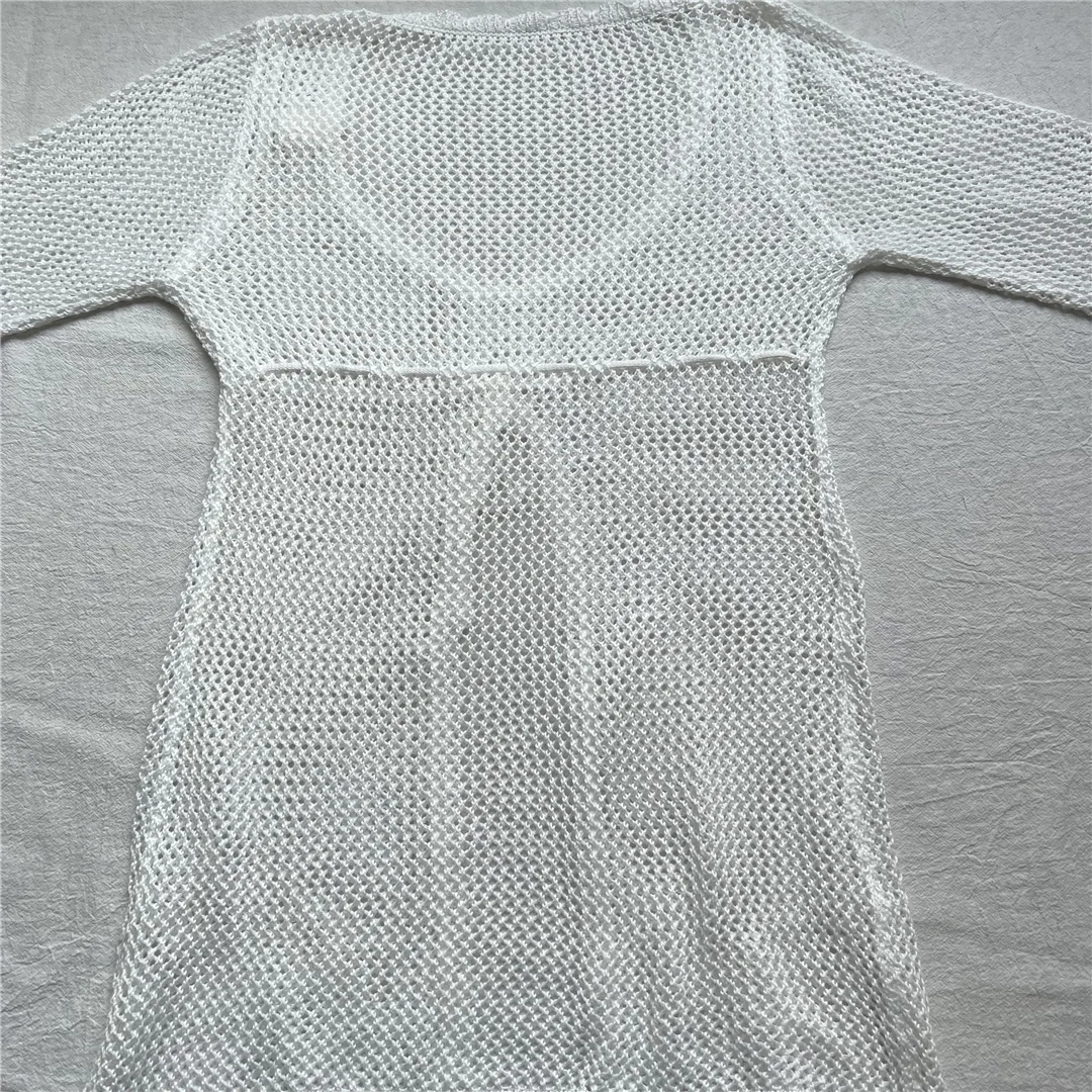 Sexy Langarm-Tunika mit Aushöhlungen, gehäkelt, gestrickt, Strand-Cover-up, Strandkleid, Strandmode, Damen, V5525 – Detail 13
