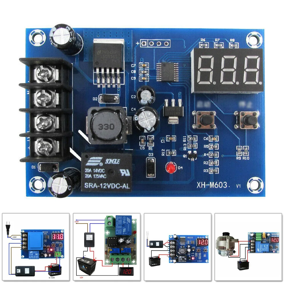 12V/24V 6-60V Battery Charging Control Board Charger Power Switch Module Display Energy Storage Lithium Battery Charger Control