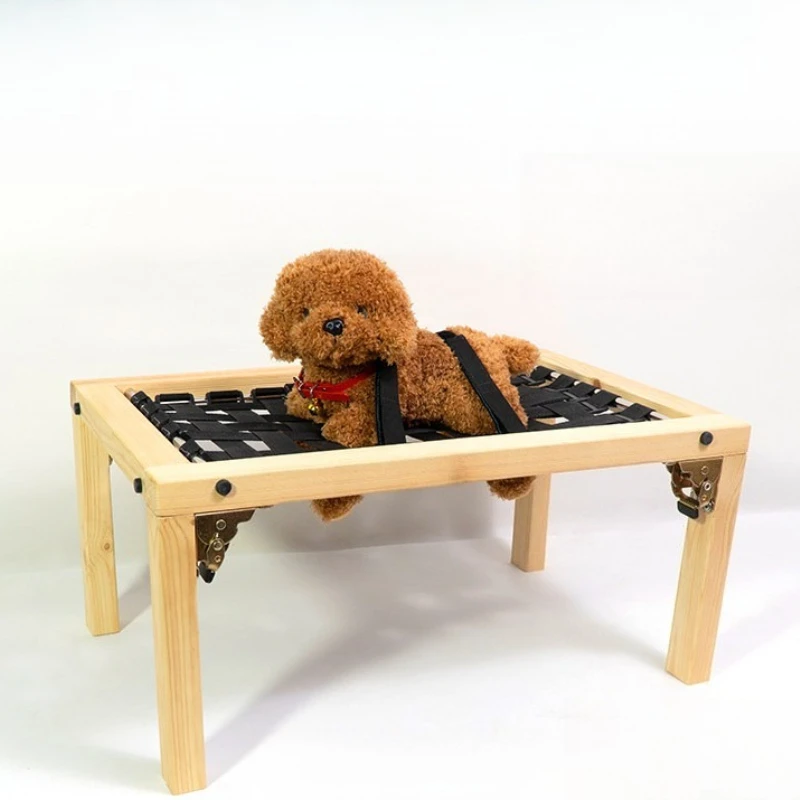 2026 New Wooden Pet Treatment Table, Mesh Restraint Stand for Dog Cat Acupuncture Physical Therapy Immobilization Bench