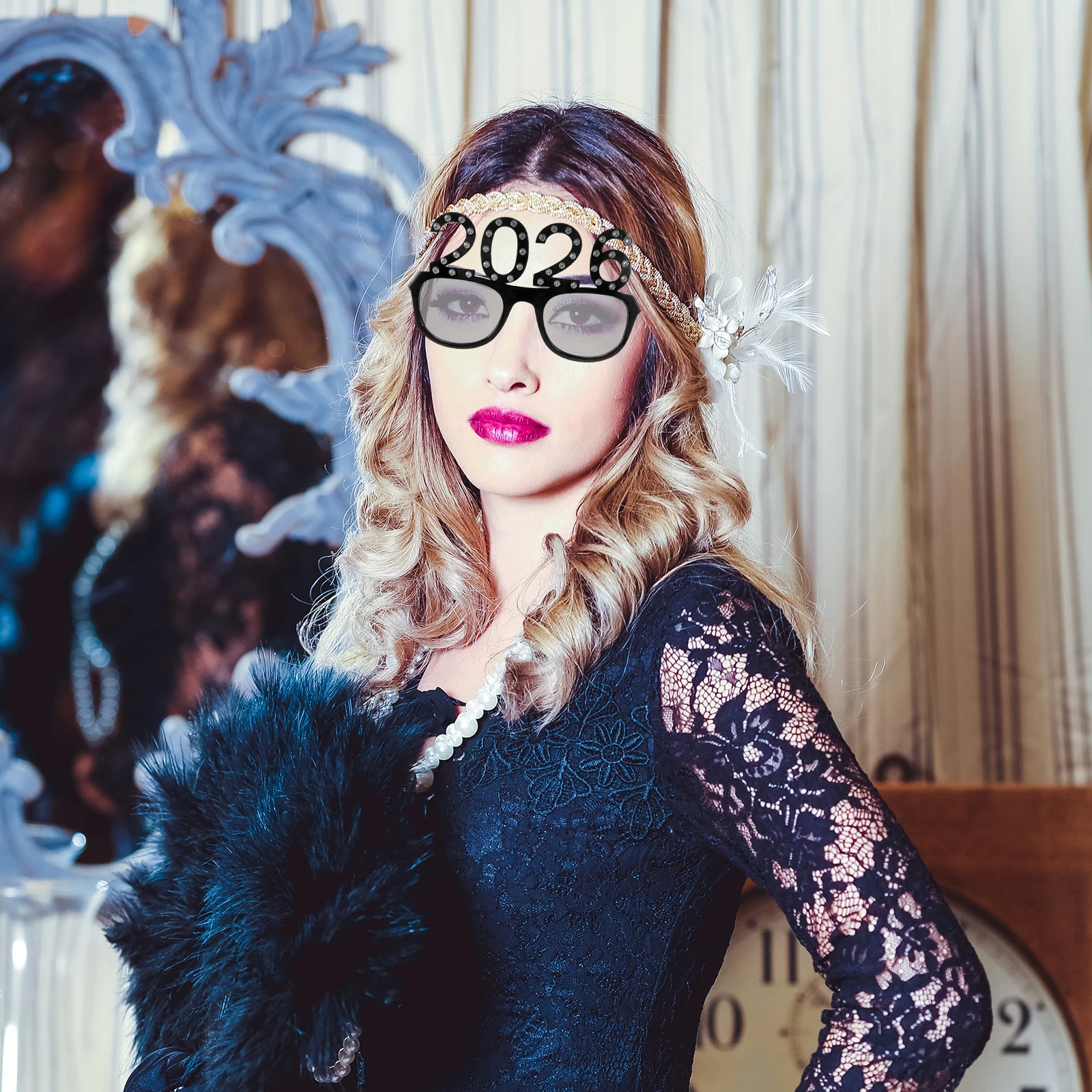 

5 Pcs Carnival Party Glasses Happy Year Eyeglasses 2026 New Props Funny Number Eve Graduation Plastic