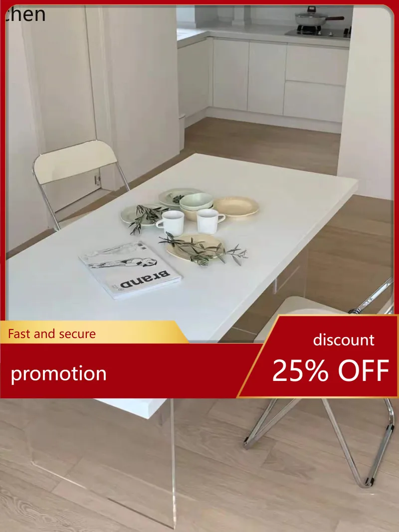CZ Simple Acrylic Dining Solid Wood Large Board Table Island Table Creative Suspended Desk Clothing Store Display Table