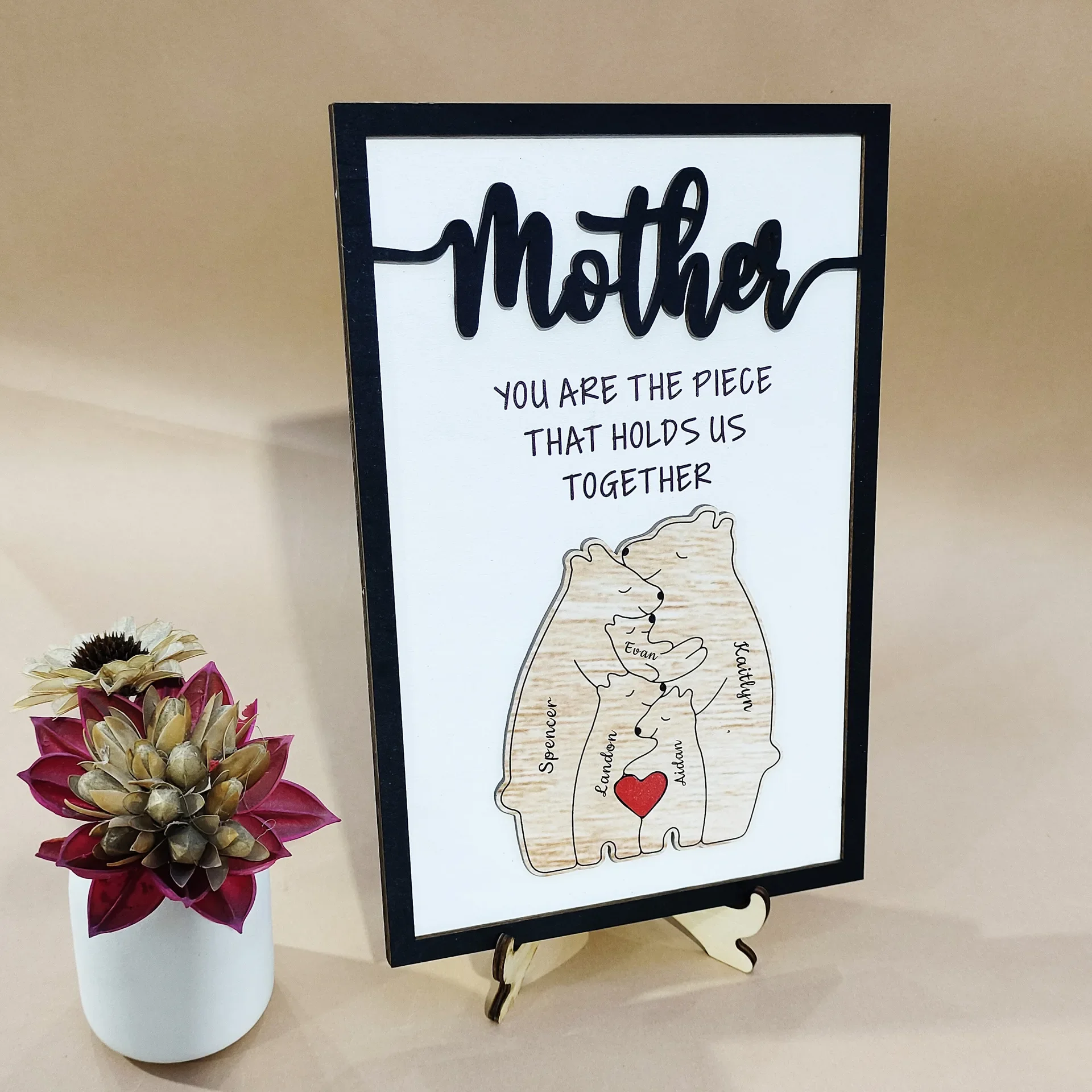 Mother's Day Wooden Crafts Ornament Woodcut English Alphabet Home Furnishing Festive Atmosphere Small Ornament