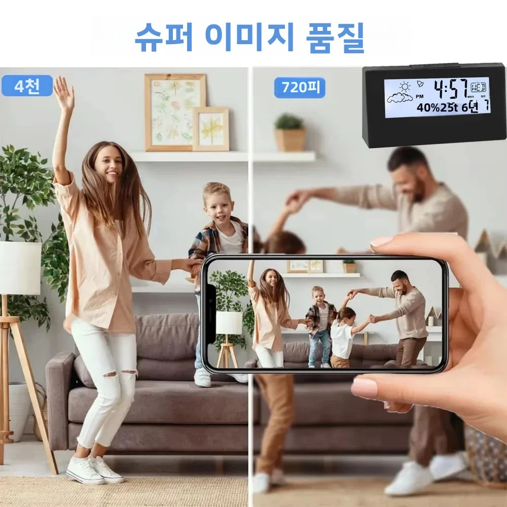 새로운 4KHD 미니 시계 카메라, 원격 보기, 동작 감지, 루프 녹화, 홈 네이비 스타일 미니 카메라 지원