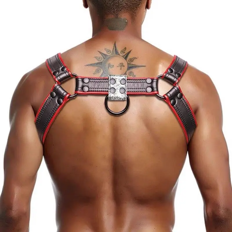 Fetish Gay Leather Chest Harness for men Adjustable Sexual Body Bondage Cage Harness Belts Rave Gay Clothing for Adult Sex