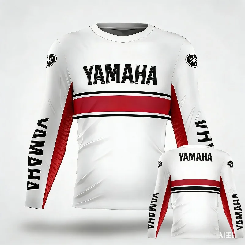 

Летняя популярная белая футболка с длинными рукавами и принтом Yamaha, модная и персонализированная повседневная велосипедная футболка для мужчин и женщин