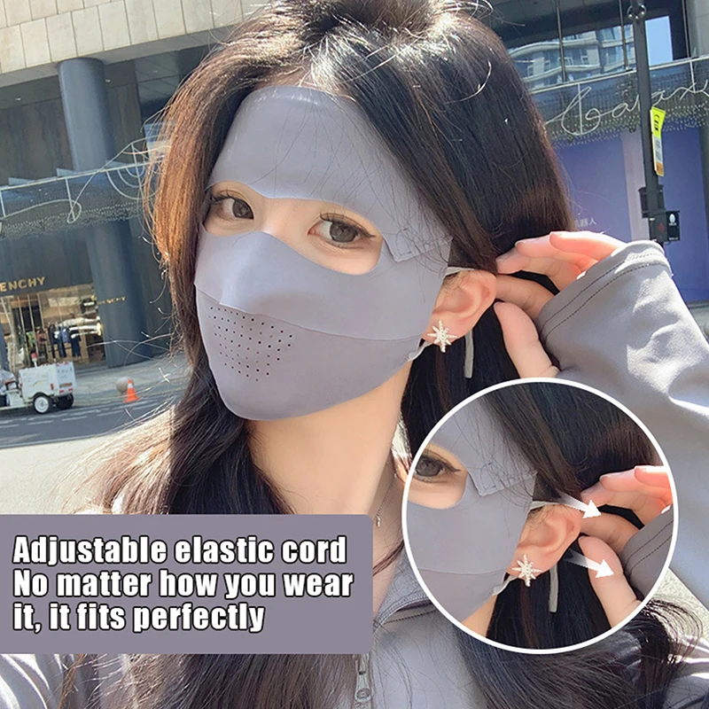 Sunscreen Mask Traceless Women Detachable Facekini Ice Silk Anti-ultraviolet Summer Breathable Thin Cover Whole Face