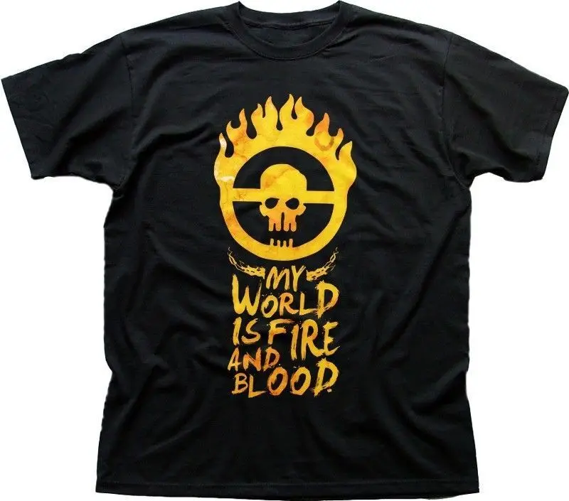 Mad Max Fury Road My World is Fire and Blood black printed t-shirt FN9399