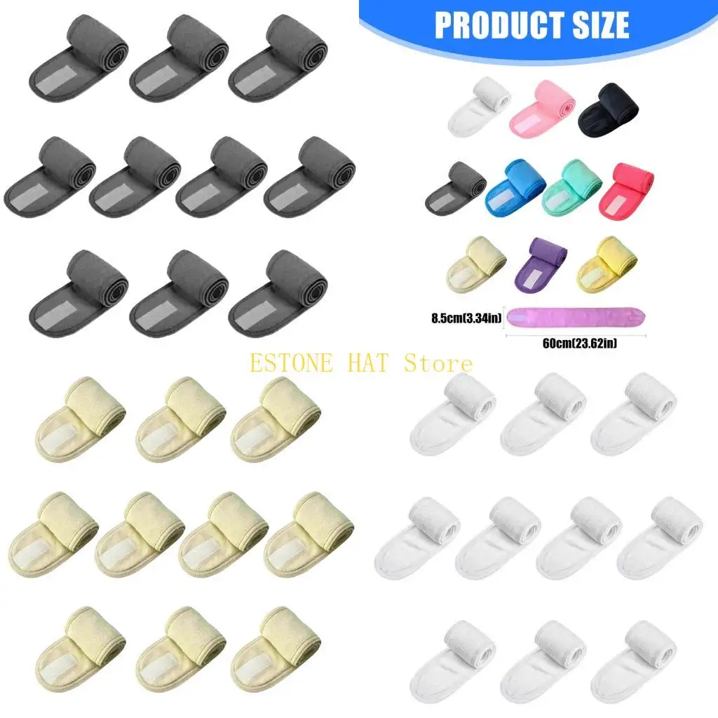 

49MF Pack of 10pcs Soft Fabric Adjustable Headbands Sweatproof Hair Towel for Comfortable Washing Face Beauty Sports
