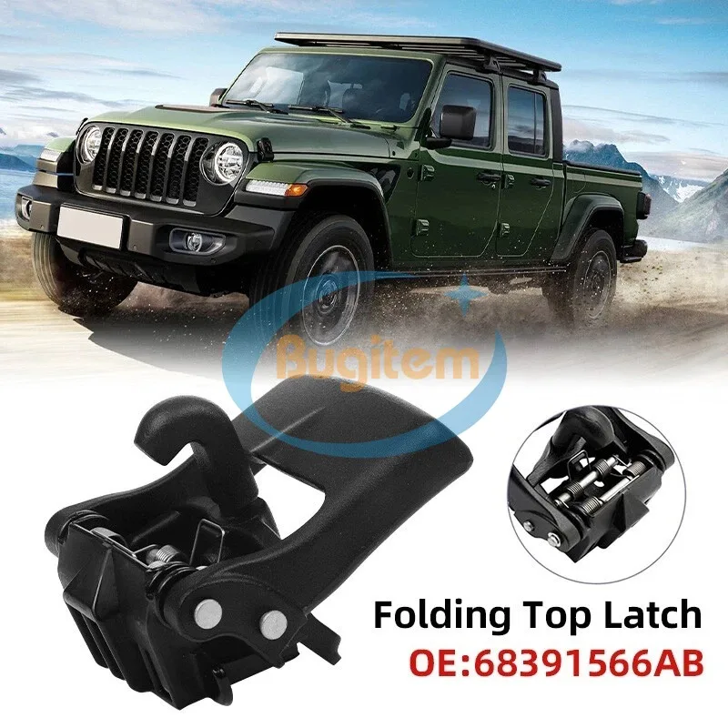 OE 68391566AB 68391566AA Folding Top Latch for Jeep Wrangler 2018-2024 Replacement Soft Top Bracket Black