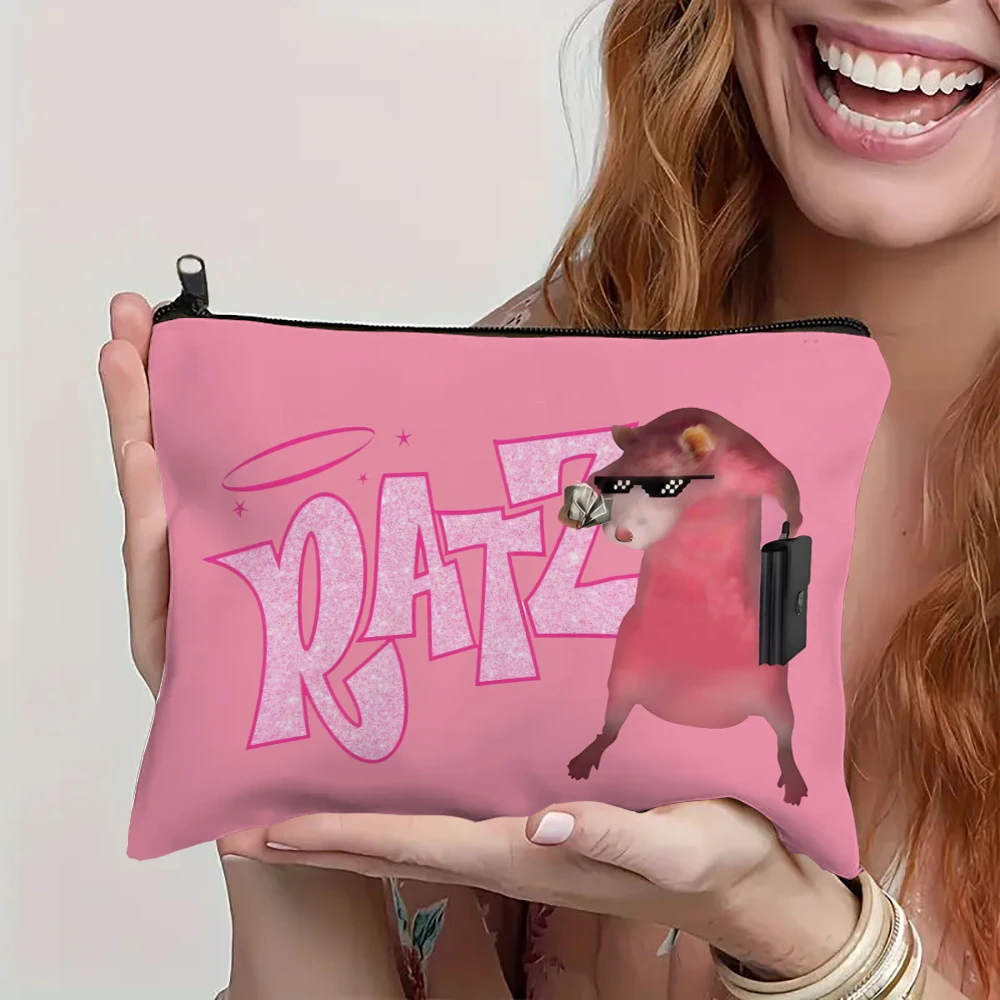 

Ratzs Pink Mouse Funny Cosmetic Bag Casual Style Large Capacity Toiletry Pouch with Zipper Closure Makeup Bag