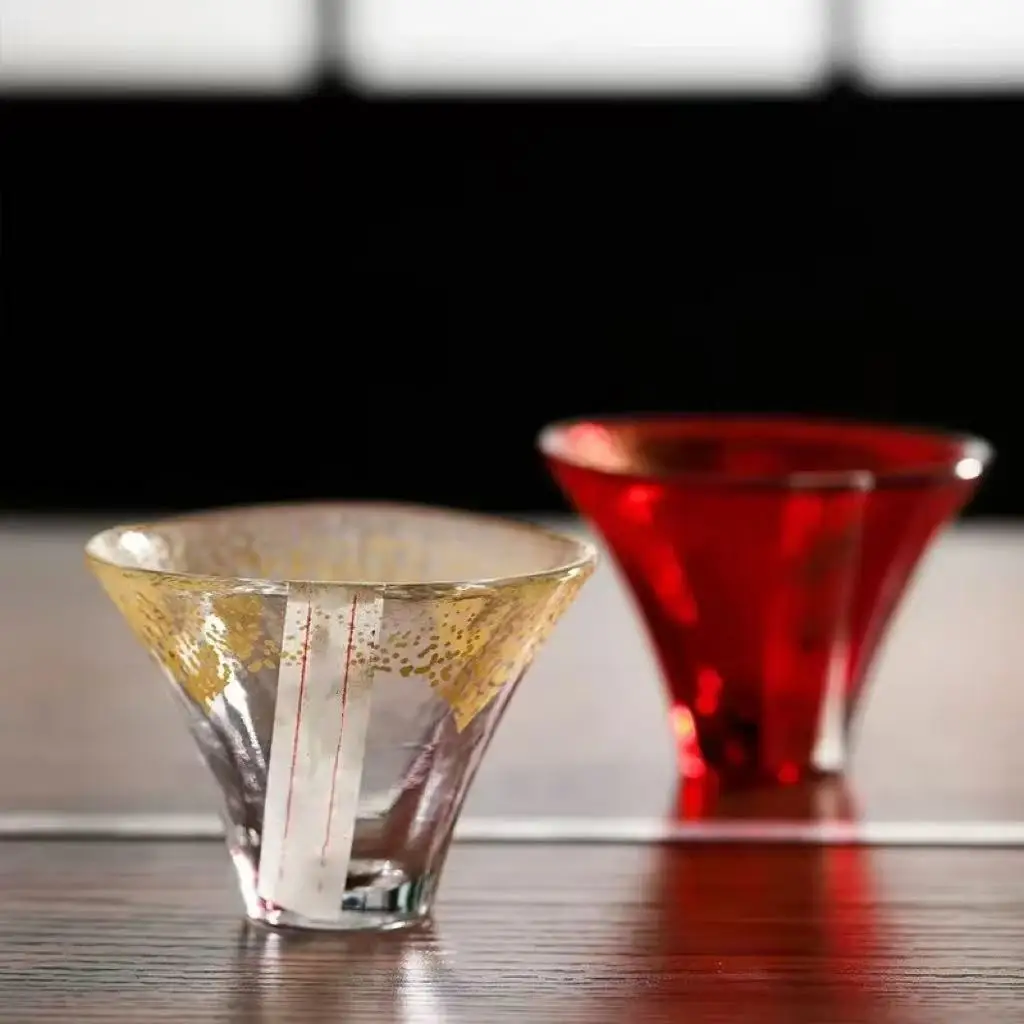 65ml Japanese Handmade Crystal Sake Cup Japanese Mount Fuji Tea Cup Lead-free Glass Shot Glass Couple Pair Glasses Wedding Gift