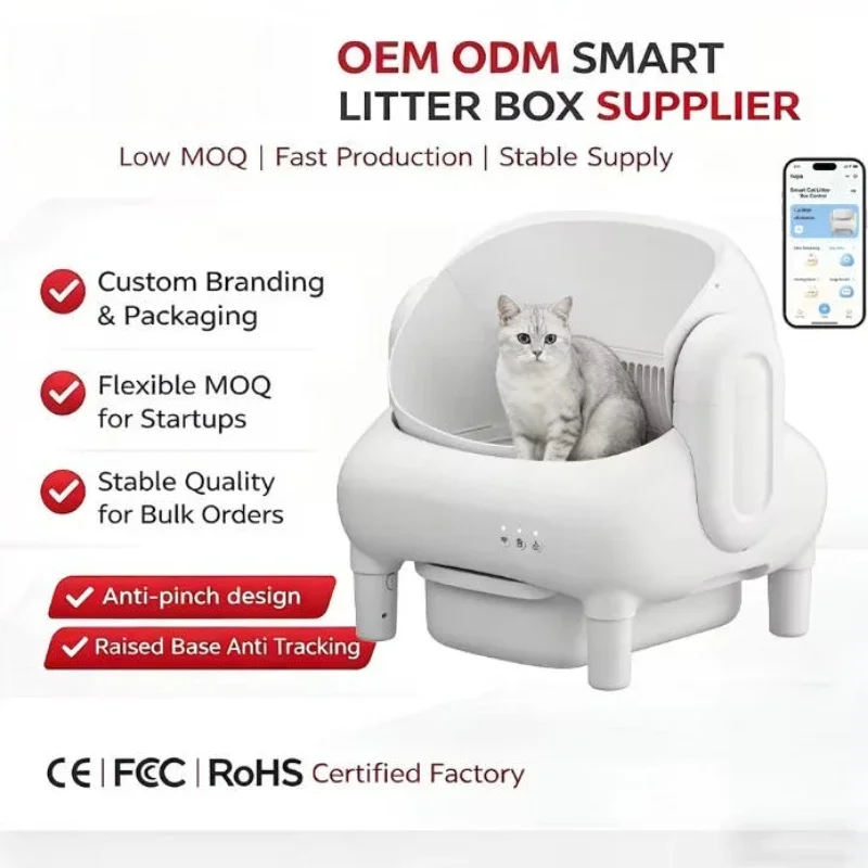 Smart Semi-Closed Cat Litter Box Automatic Cleaning Anti-Pinch Large Capacity Low Noise ABS Easy to Disassemble Pet Litter Box