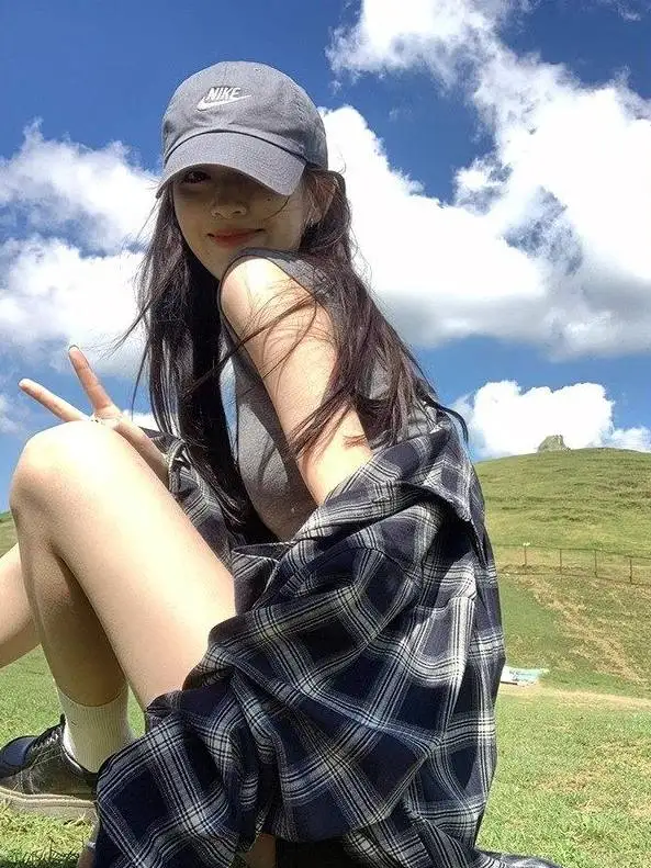 

Retro American Blue Plaid Women's Spring Summer Thin Lazy Style Linen Shirt Outer Sun Protection Cardigan Coat Collar Lo...