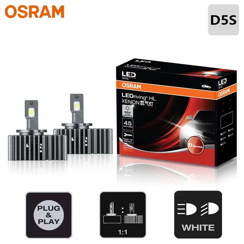 Image of OSRAM LED D5S Auto-Scheinwerfer LEDriving XENON HID Lampen 45W Leistung 12/24V 6000K Weiß Canbus Original LED-Birnen Ersatz für D5S Xenon