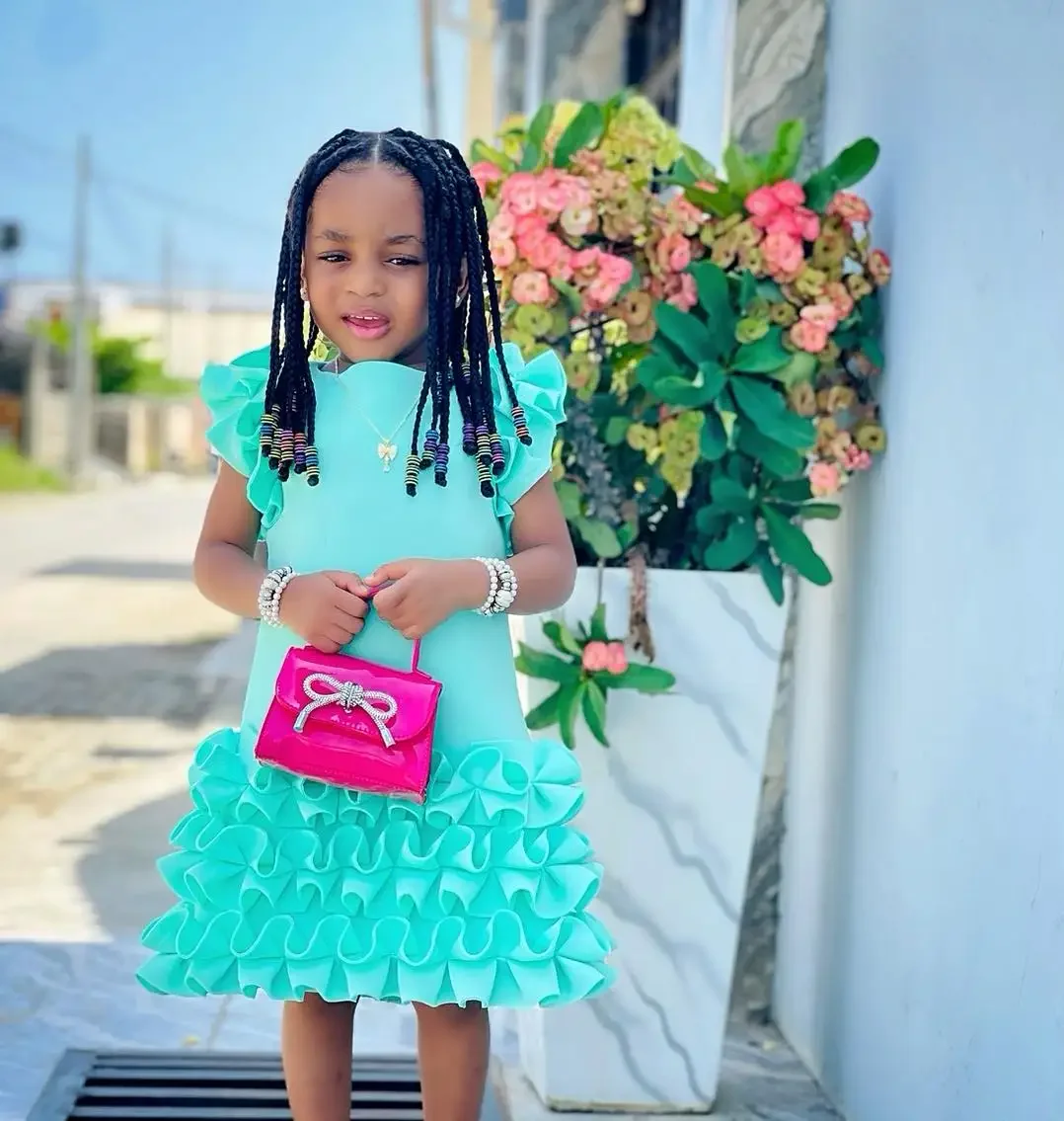 Abiti da festa di compleanno per bambina verde menta Abito da ragazza di fiori personalizzato con volant da sposa Abito da prima comunione per bambini personalizzato