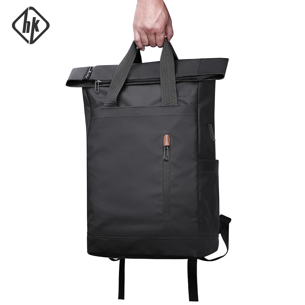 حقيبة ظهر للسفر متعددة الوظائف من HK للرجال بسعة كبيرة حقيبة ظهر للمشي لمسافات طويلة مقاومة للماء مقاس 15.6 بوصة مع منفذ USB