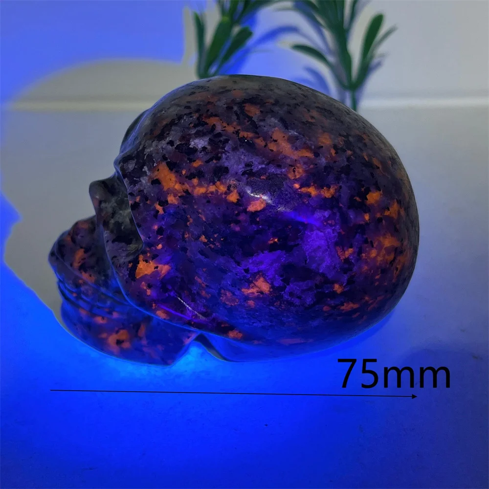 Indigo Gabbro Skull Carving Natural Crystal Stone Quartz Flash Spiritual Specimen Feng Shui Reiki Home Decoration Energy