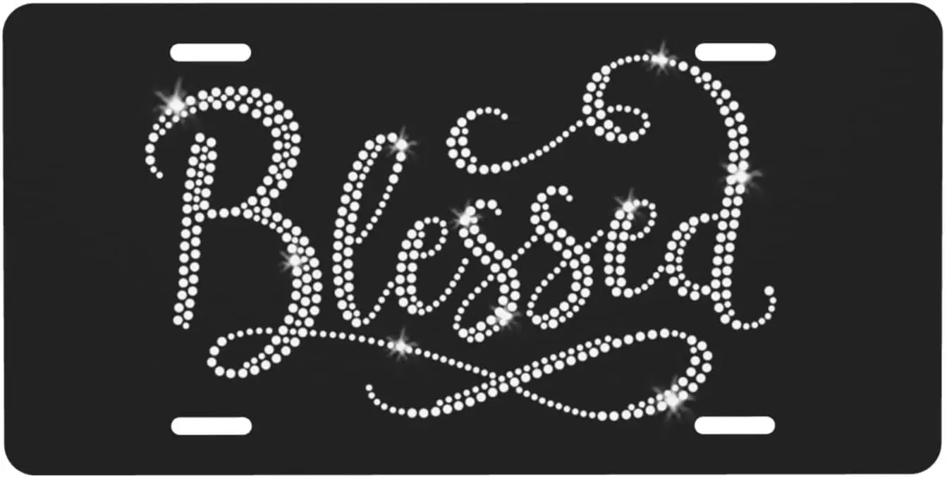 

Blessed Front License Plate Aluminum Decorative Tag 6x12 Funny Metal Car Plate with 4 Holes for Vehicle Identification