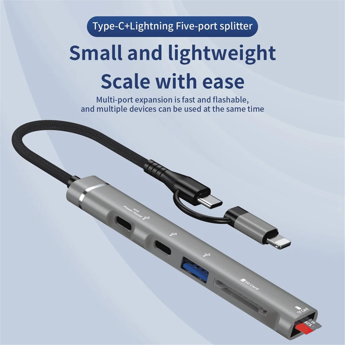 

N27R USB C Hub with for Apple Interface Port,USB HUB with USB TypeC Port and SD/TF Card Reader for PC Laptop,USB Flash Drive