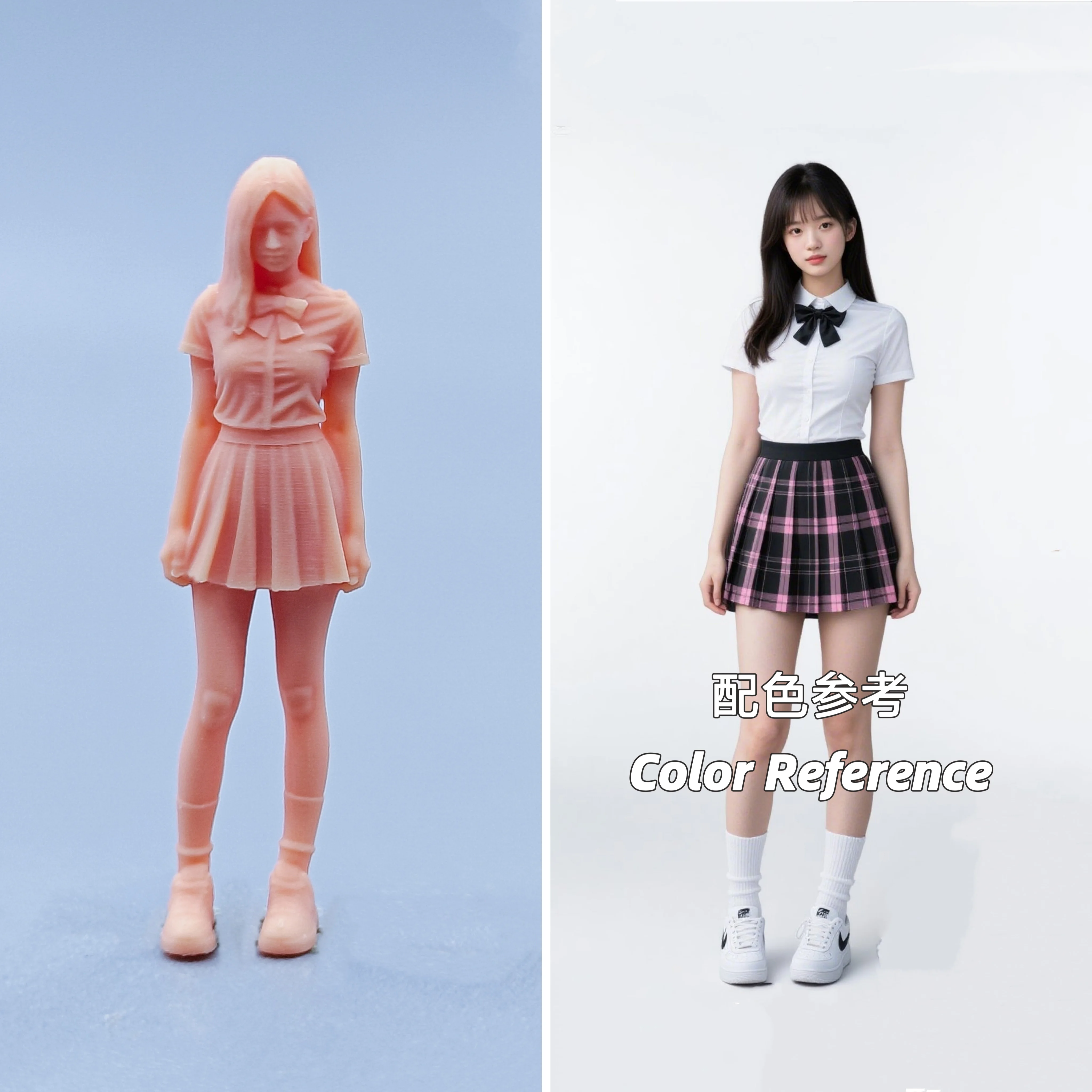 1/64 1/43 フィギュアスケールモデル樹脂 JK チェック柄服女の子未着色ミニチュアジオラマ手描き D612