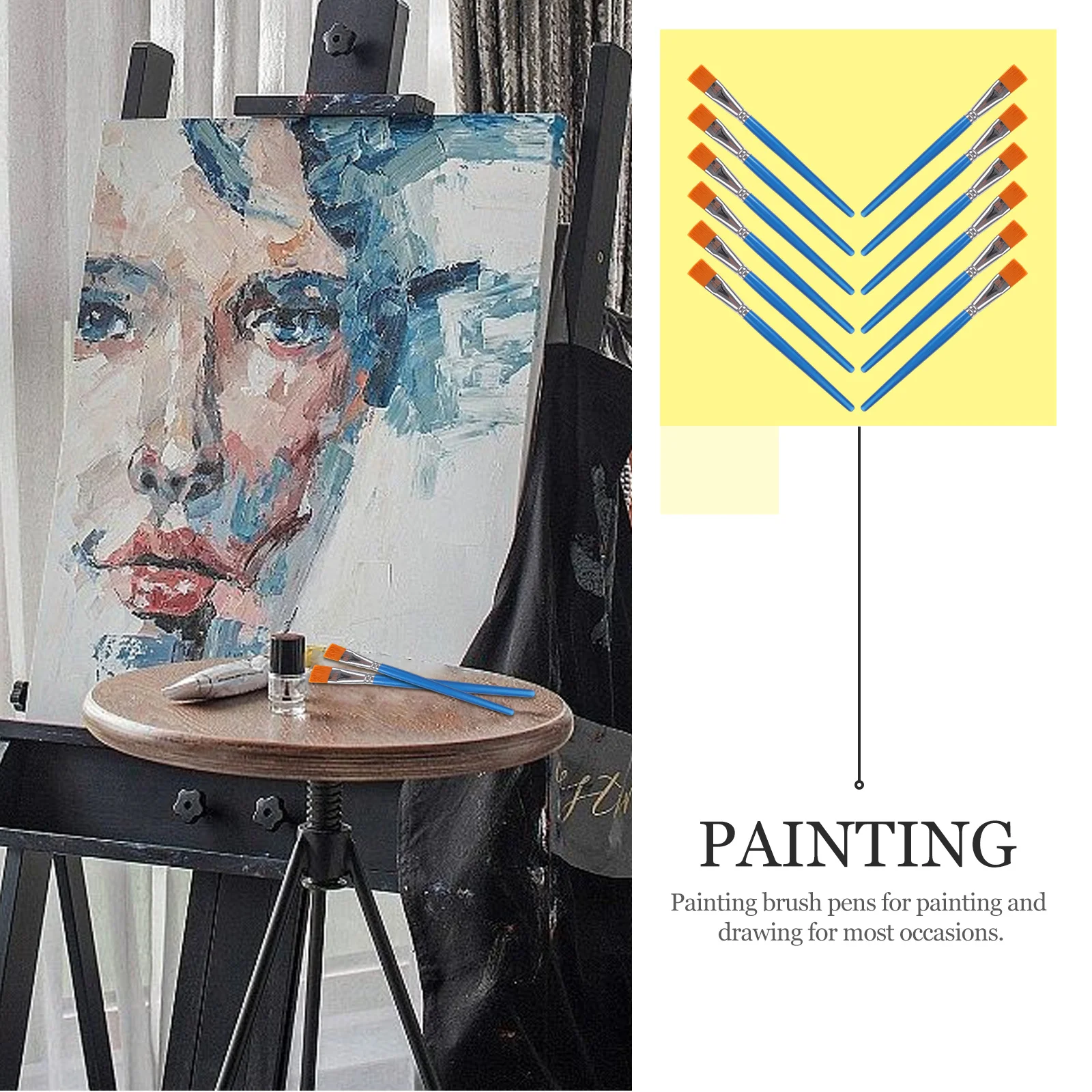 

12Pcs Artist Paint Brush Set Durable Multi-Use for Oil Acrylic Watercolor Painting Supplies Lightweight Flat Paint Brush