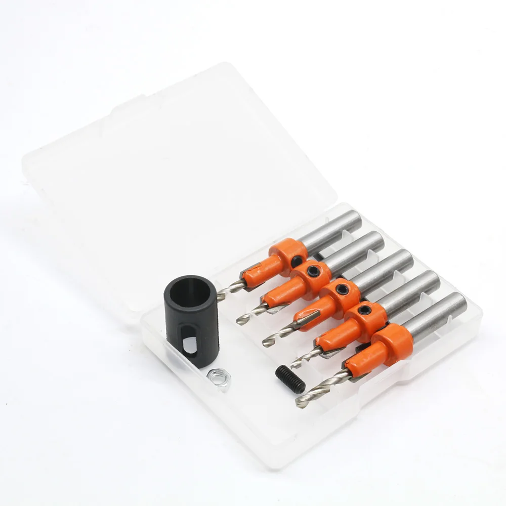 

5PCS Set 8mm Adjustable Countersink Drill Bit Set,Drill Bits Counter Sinker Drill Bit Set for Woodworking,Opening Holes