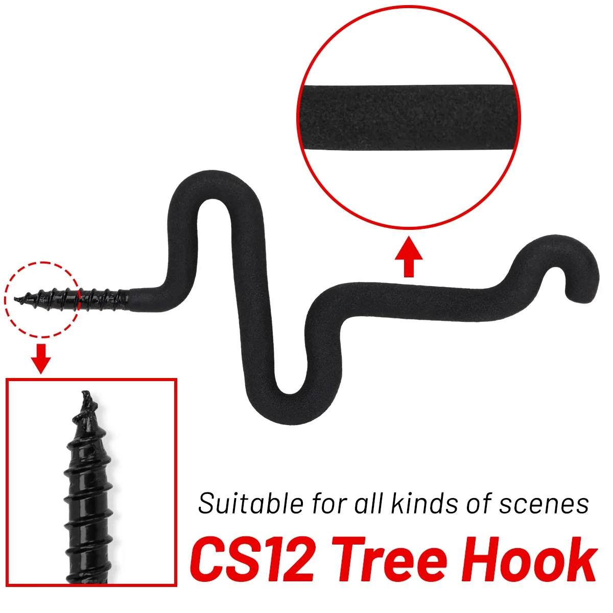 CS12 Holder Screw-in Hunting Hook Portable Archery Bow Hanger for Outdoor Hunting Tree Stand Accessory and Hanging Backpack