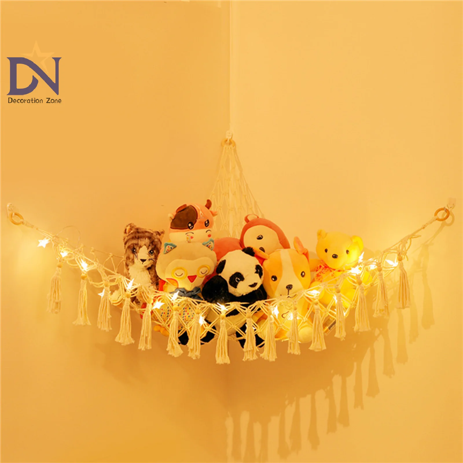 Stuffed Animal Storage With Light Plush Toy Net Hammock For Stuffed Animals With Light Pet Net For Stuffed Animals Corner