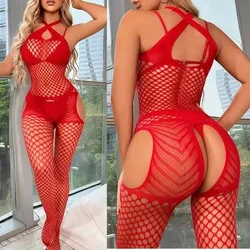 New Red Open Crotch Bodystockings Lingerie Sexy Women Erotic Bodysuit Underwear Porn Catsuit Crotchless One Piece Jumpsuits A001