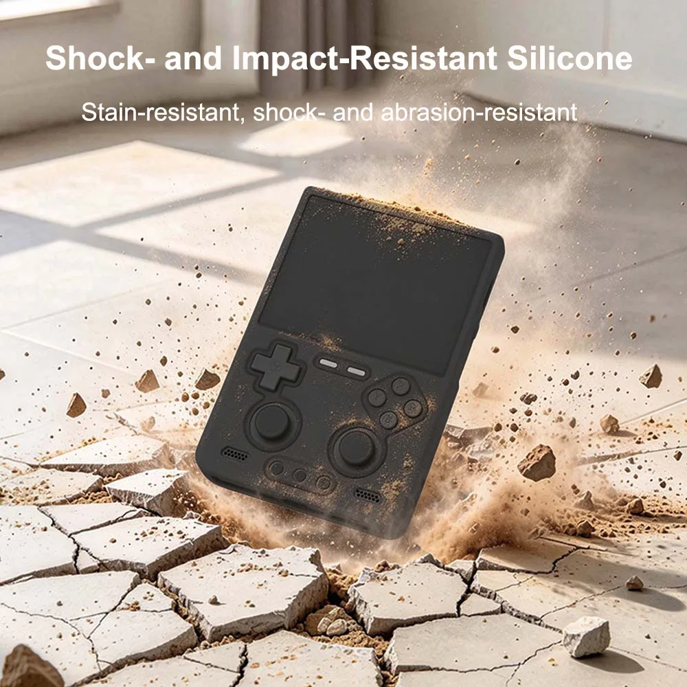 For TRIMUI Brick Pro Silicone Case with Wrist Strap Full Cover Anti-Fall Anti-Scratch Non-Slip All-Round Protection Soft Shell