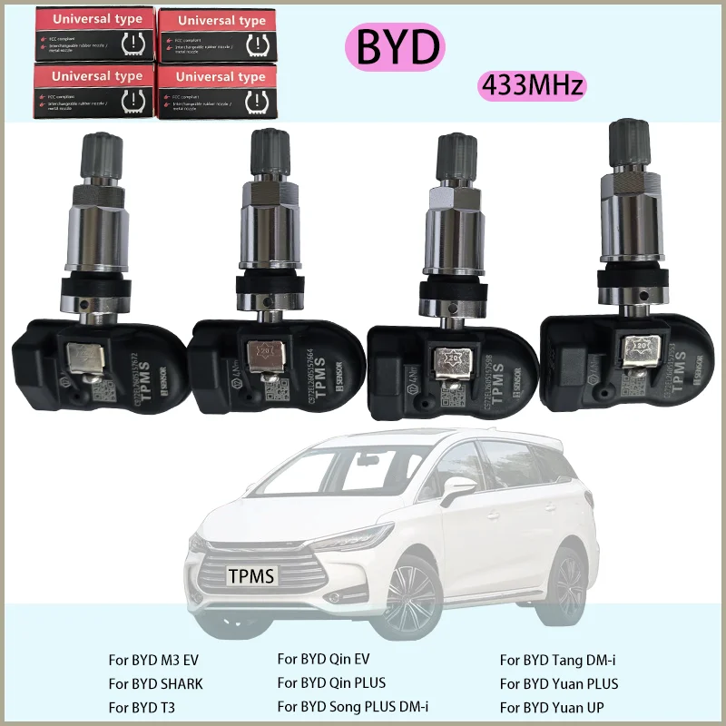 433MHZ Tire Pressure Monitoring Sensor For BYD Qin EV Qin PLUS Song PLUS DM-i Tang DM-i Yuan PLUS Yuan UP M3 EV T3 Car TPMS