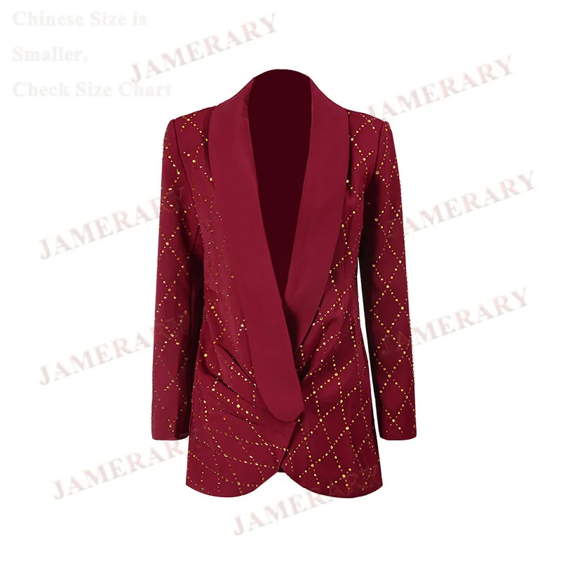 

Autumn Winter Dots Diamond Luxury Formal Blazers Women Suit Coats High Quality Runway Brand Designer Elegant Blazer
