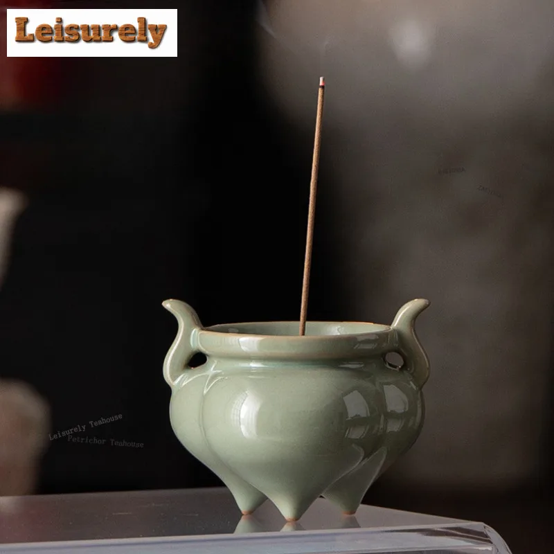 HOYIHM Double-ear Three-legged Incense Holder Water Fountain Decoration Incense Burners Meditation Censer Bedroom Supplies Craft
