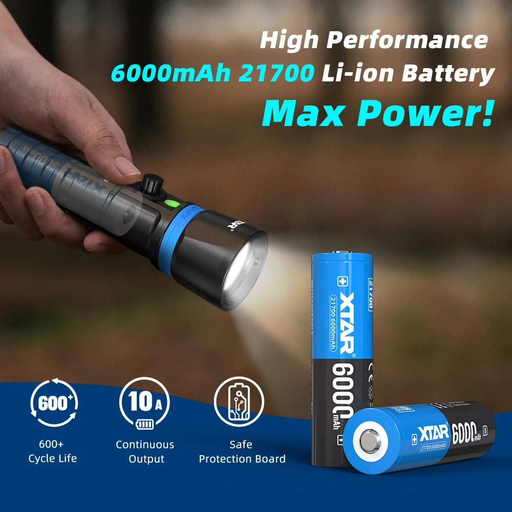 Xtar 2/4pc 21700 6000mah Rechargeable high-power  large capacity 3.6V with protective plate battery 10A output lithium  battery