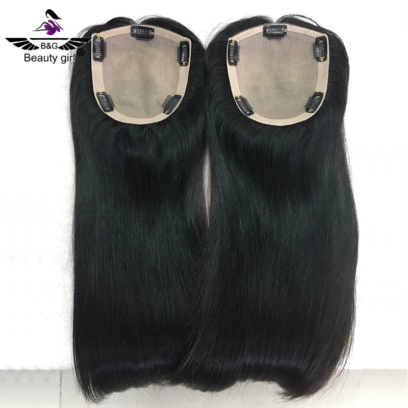 

In Stock Natural Scalp Low Density Human Remy Hair Silk Base Toupee Replacement Free Part Black 5.5X6 Silk Top Women Topper