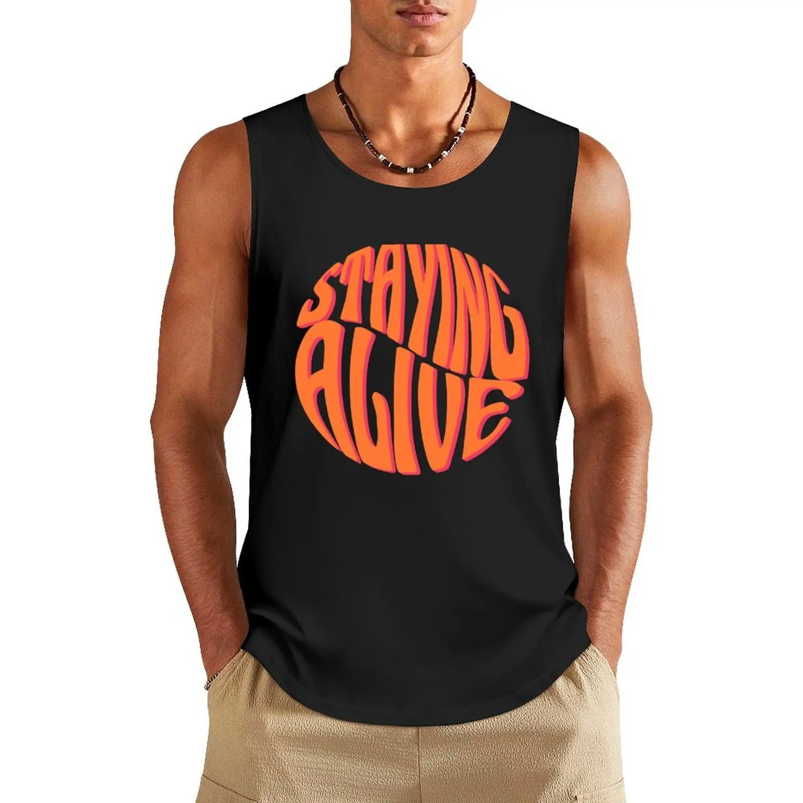 

Staying Alive Design Tank Top gym clothes for man gym shirt man Men's clothes Men's clothes luxury style