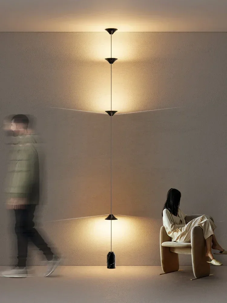 

Muziyu Modern Living Room Hallway Wall Floor Lamp Cone Desigh Art Decorative iron Hanging Cable Floor Lamp for Bedroom Indoor