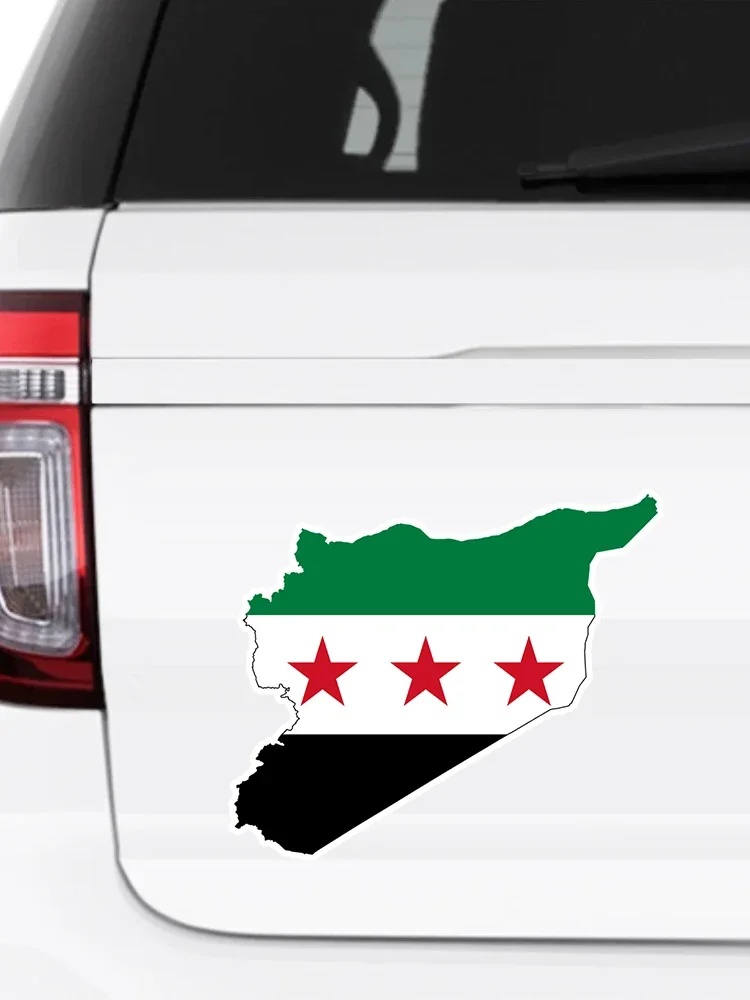 Car Sticker Syria Flag Map Car Sticker Car Accessories Decorative PVC Waterproof Sunscreen 15cm