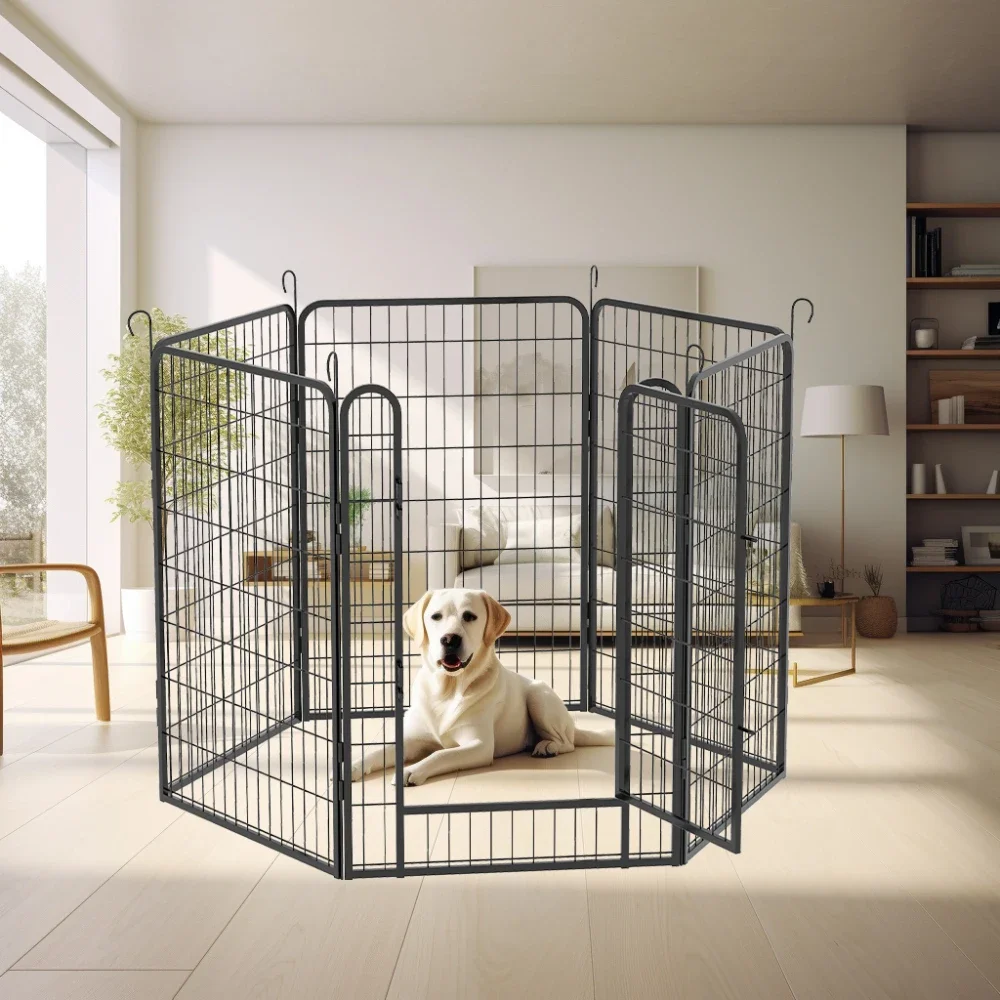 

6 Panels Heavy Duty Metal Playpen with door,39.37"H Dog Fence Pet Exercise Pen for Outdoor, Indoor