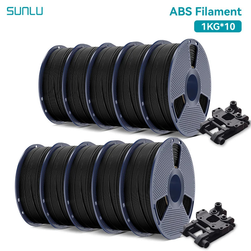 SUNLU 1,75 mm ABS-Filament 10 kg, hohe Festigkeit, gute Zähigkeit, langlebiges ABS, 1 kg Spule, 3D-Druckmaterial, passend für die meisten FDM-Drucker