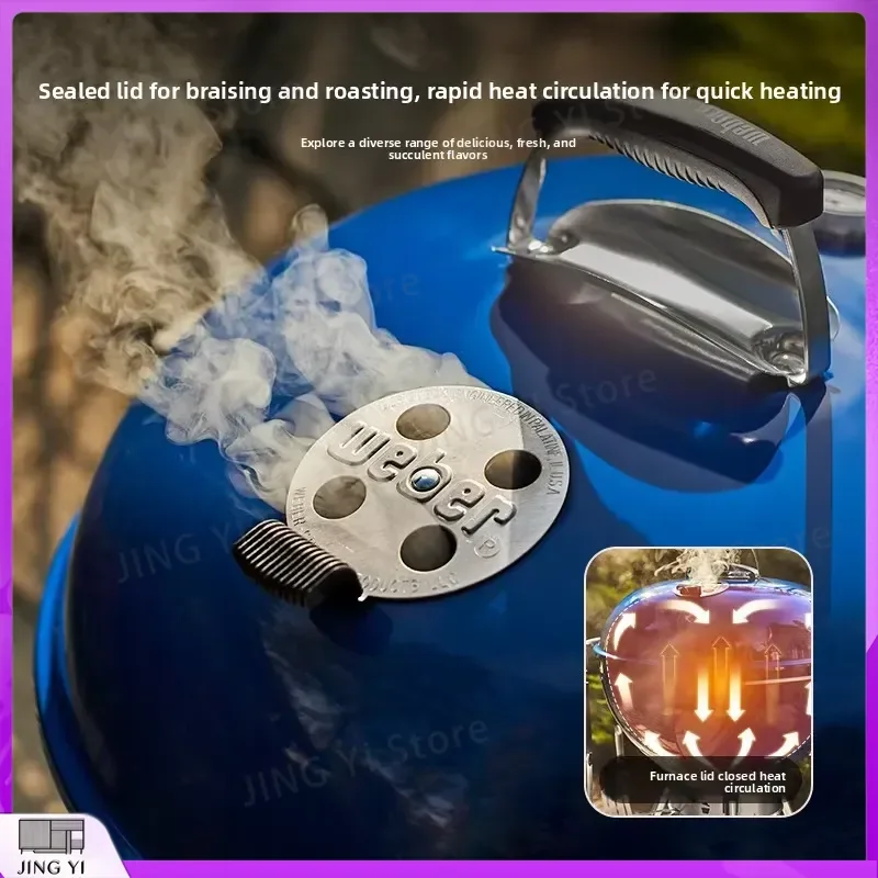 Weber Style Kettle BBQ Grill Outdoor Charcoal Grill Smoker for Patio Backyard Camping Portable Round Barbecue Grill Cooking