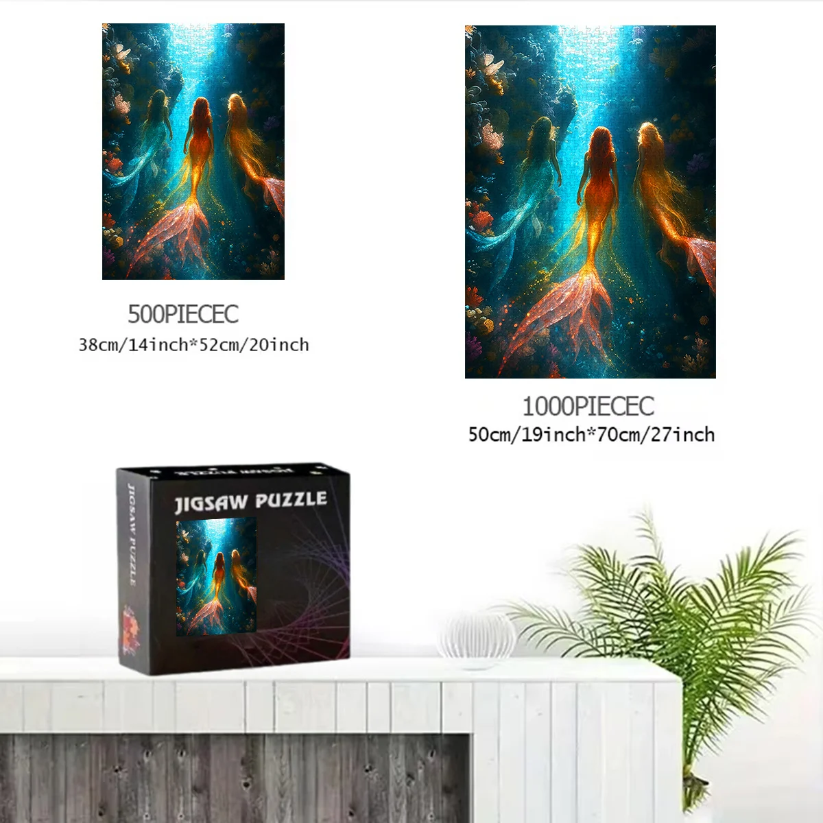 ตัวต่อจิ๊กซอว์ผจญภัยใต้น้ำนางเงือก 500/1000 ชิ้น |   กระดาษแข็งคุณภาพสูง พกพาสะดวก เหมาะสำหรับวันเกิด คริสต์มาส ปีใหม่