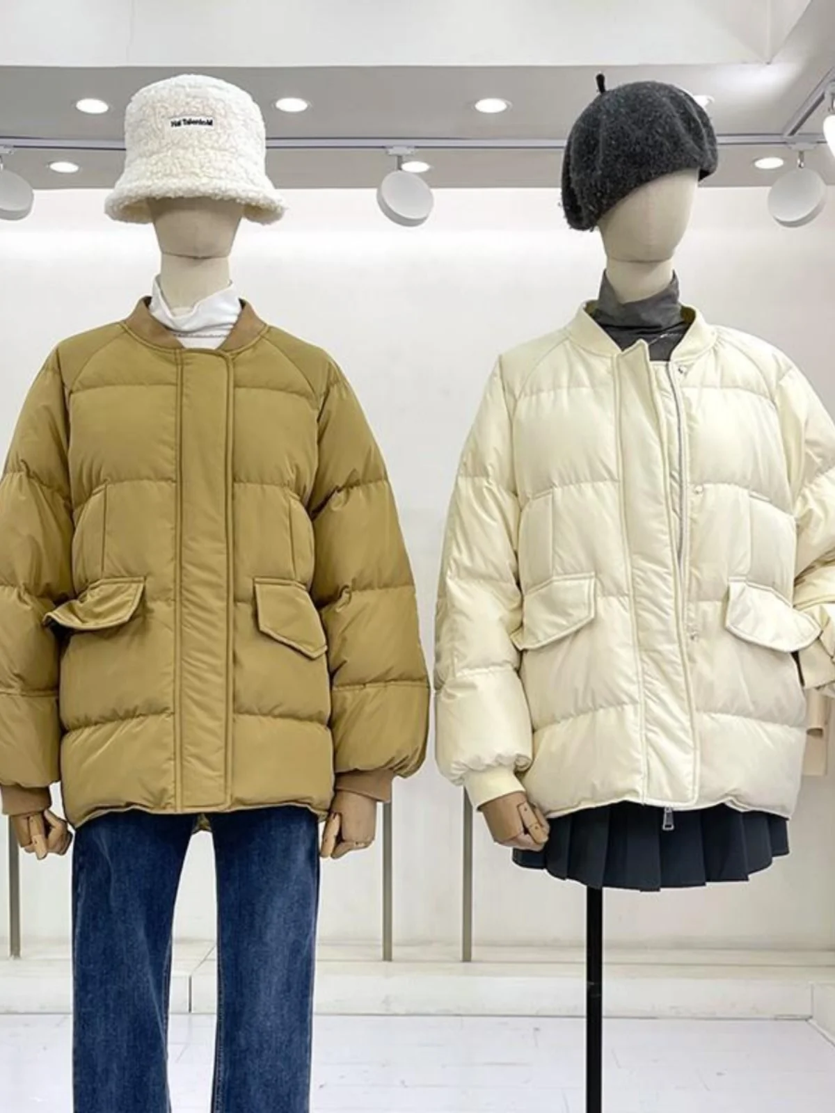 

Thickened Fleece Lined Bread Style Stand Collar Zipper Cotton Jacket Women's Winter Coat Loose Fit Small Size Korean Style